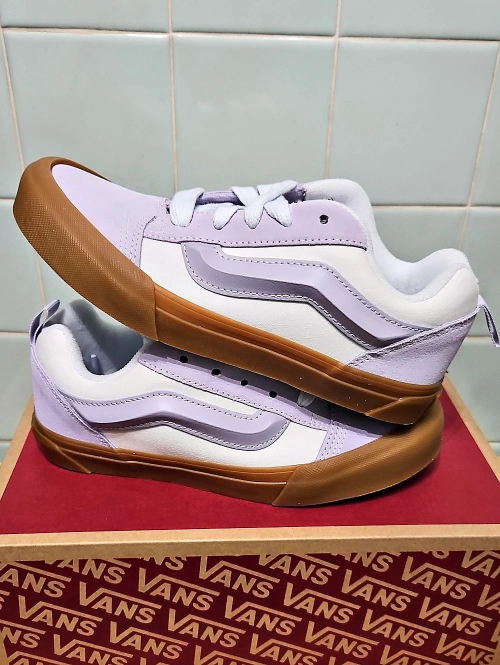 Vans Knu Skool Sneakers Girls US 5.0 Purple & White New With Box